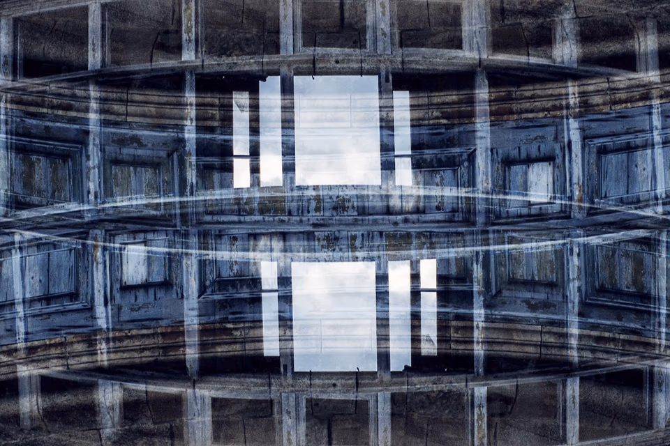 Abstract digital media from photography, Sliema townhouse balconies, 'Linji Sfużi' - a collection of short stories and photography
