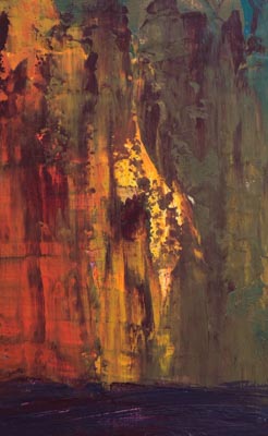 abstract painting depicting the scorching sun and summer of malta, acrylics on plywood, 2016