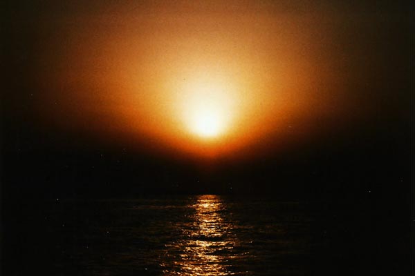 Sunset at sea, reminiscing, summertime in Malta, 35mm film photography,