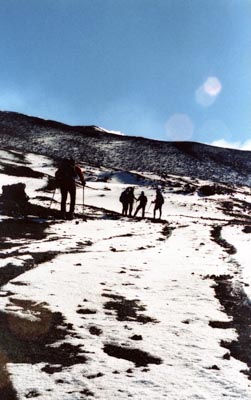 35mm film photograph, friends on etna volcano, sicily, covid 2021